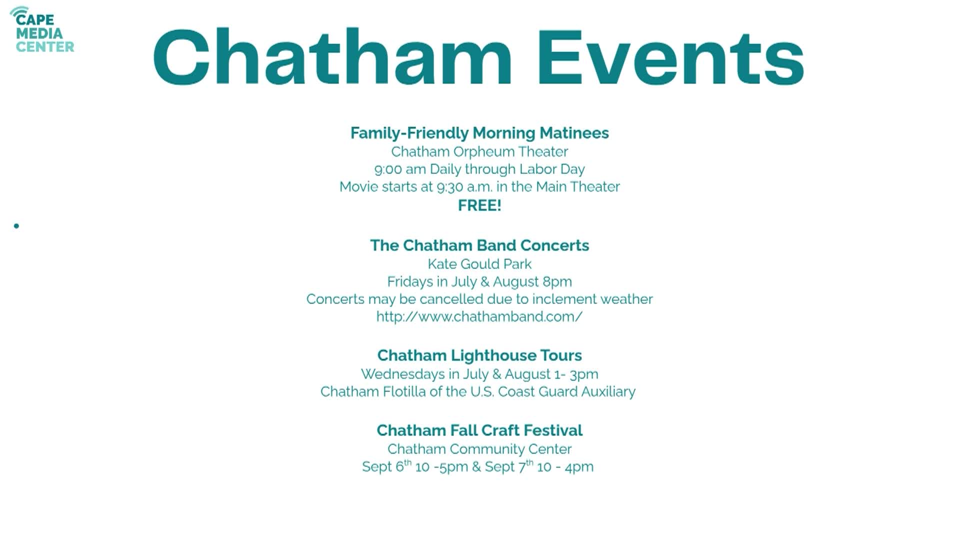 Chatham Events Bulletin 8-15