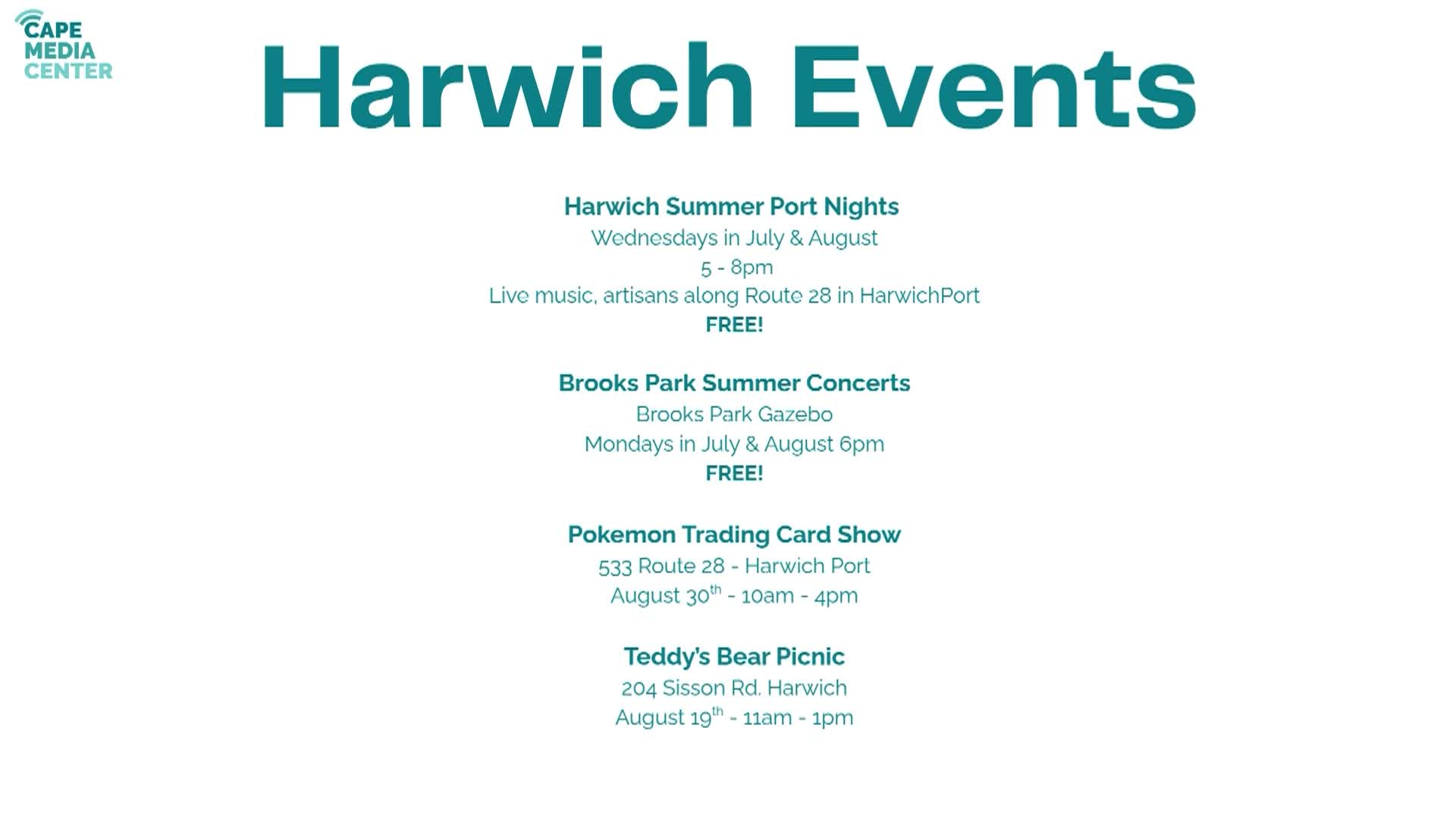 Harwich Events Bulletin 8-15