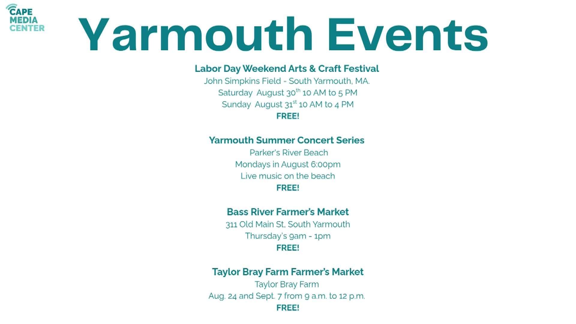 Yarmouth Events Bulletin 8-15