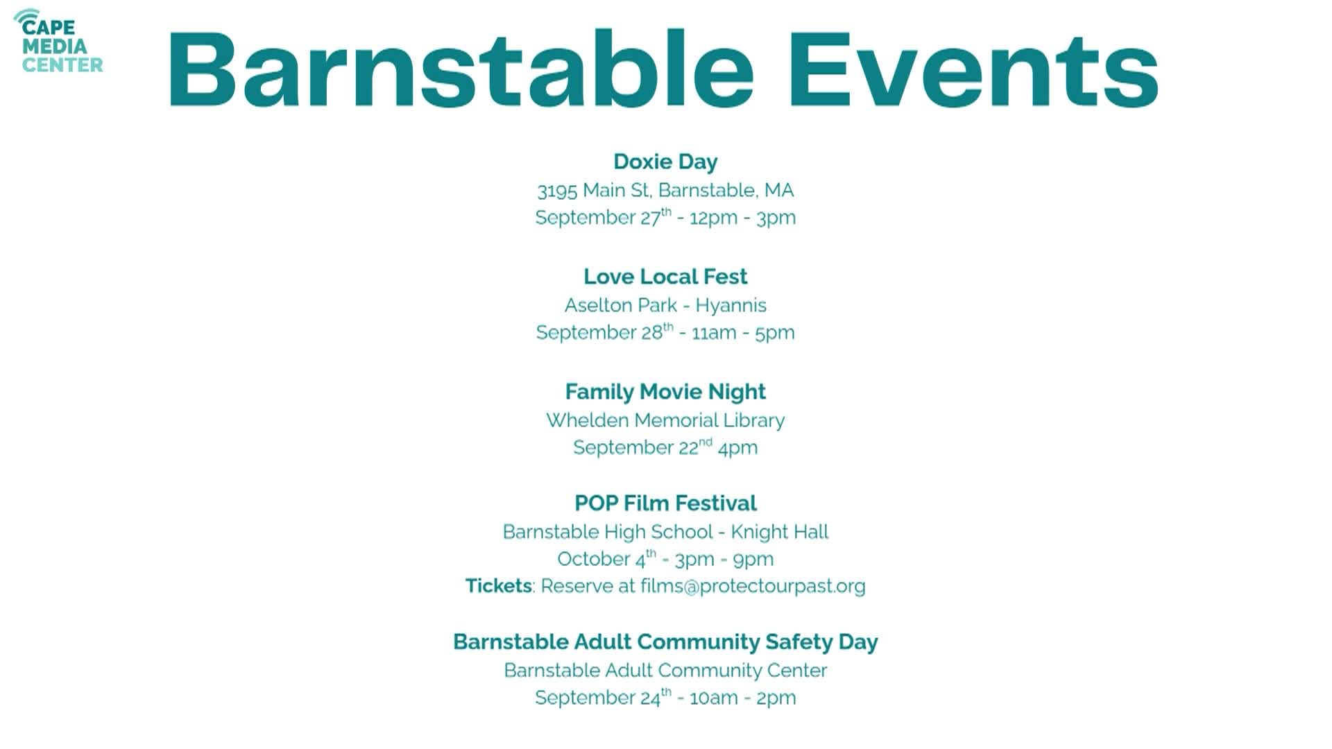 Barnstable Events 9-5