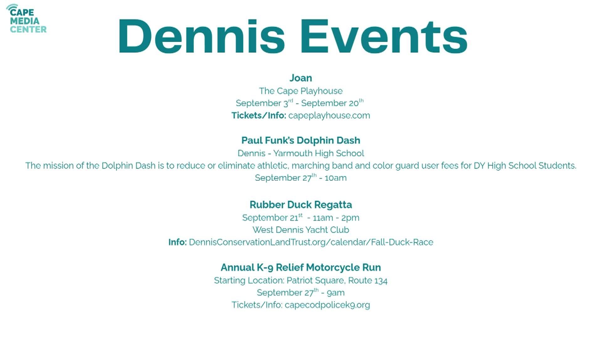 Dennis Events Bulletin 9-12