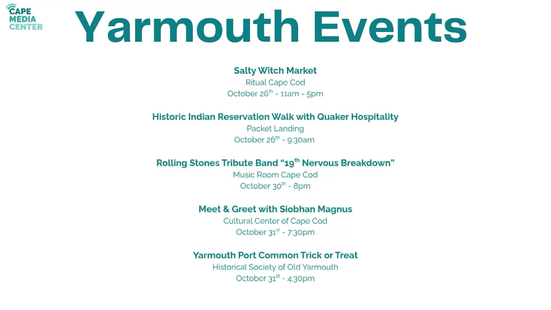 Yarmouth Events 10-24