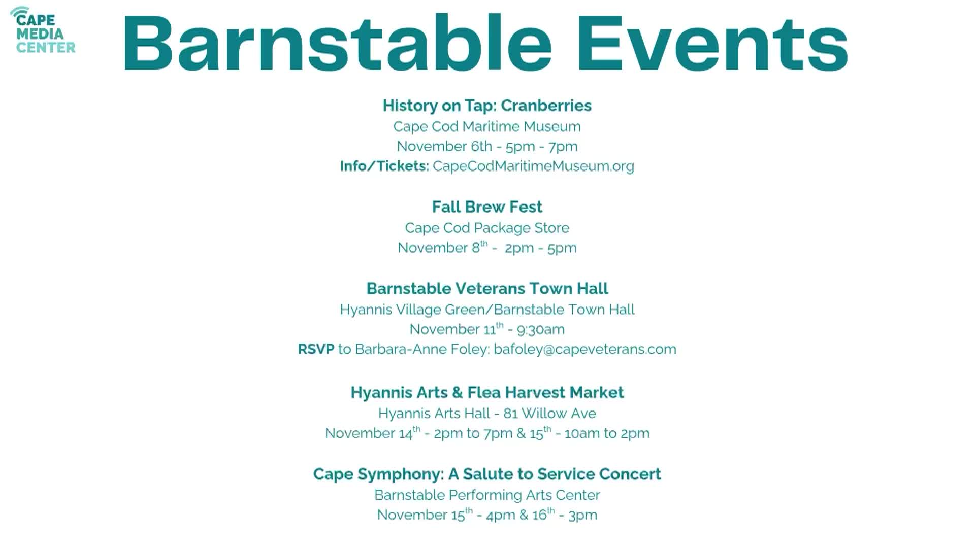 Barnstable Events 10-31