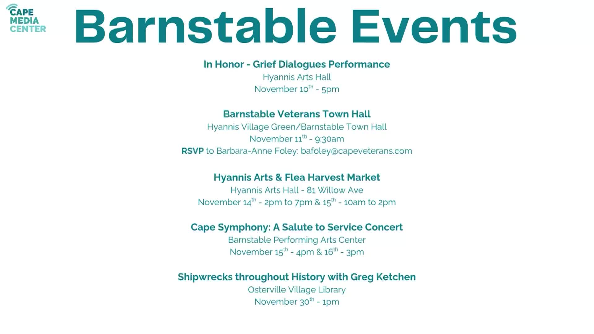 Barnstable Events 11-7