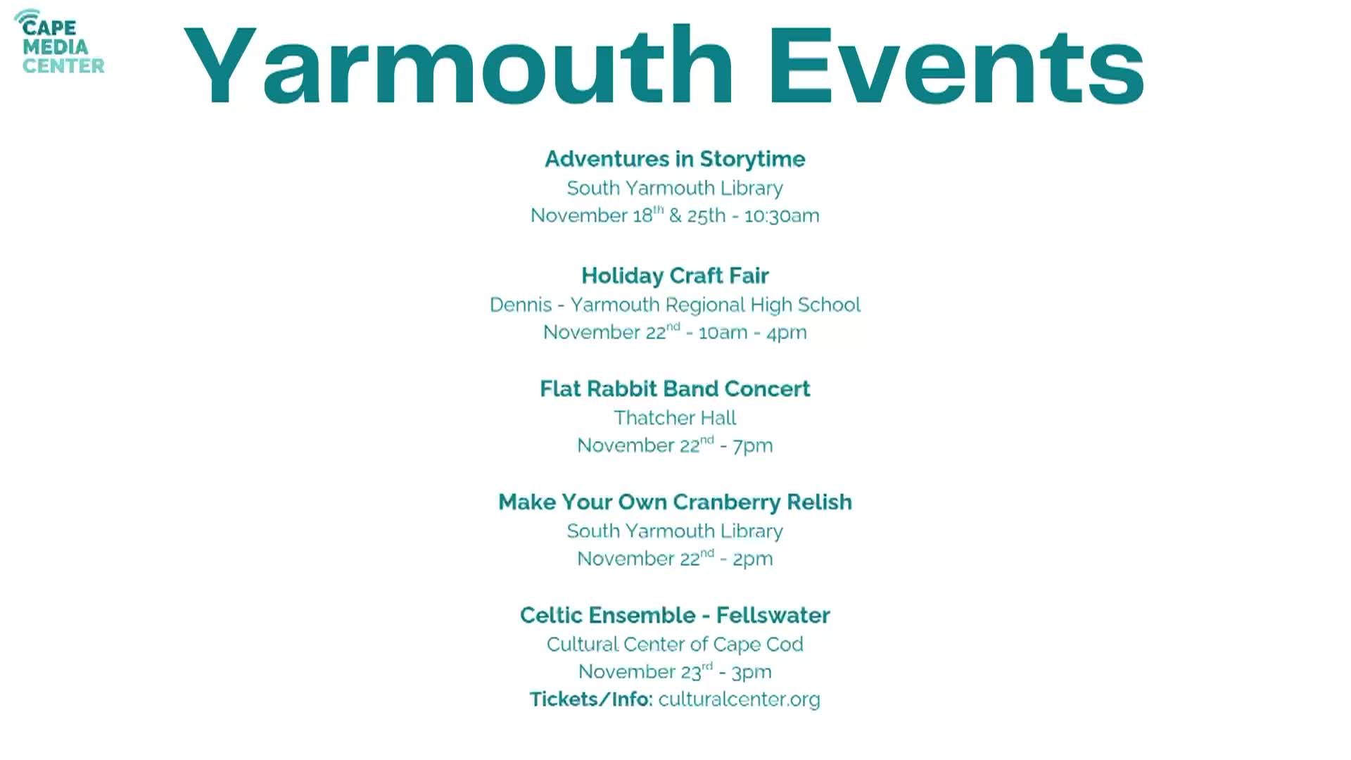 Yarmouth Events 11-14
