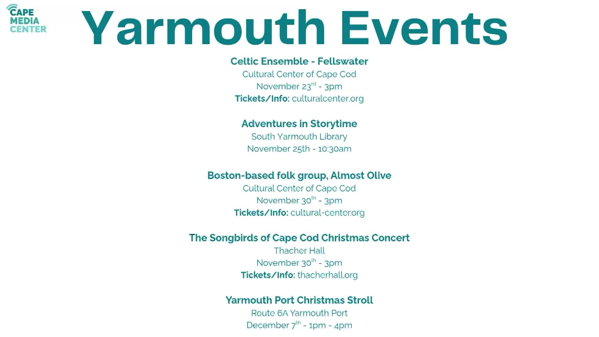 Yarmouth Events 11-21