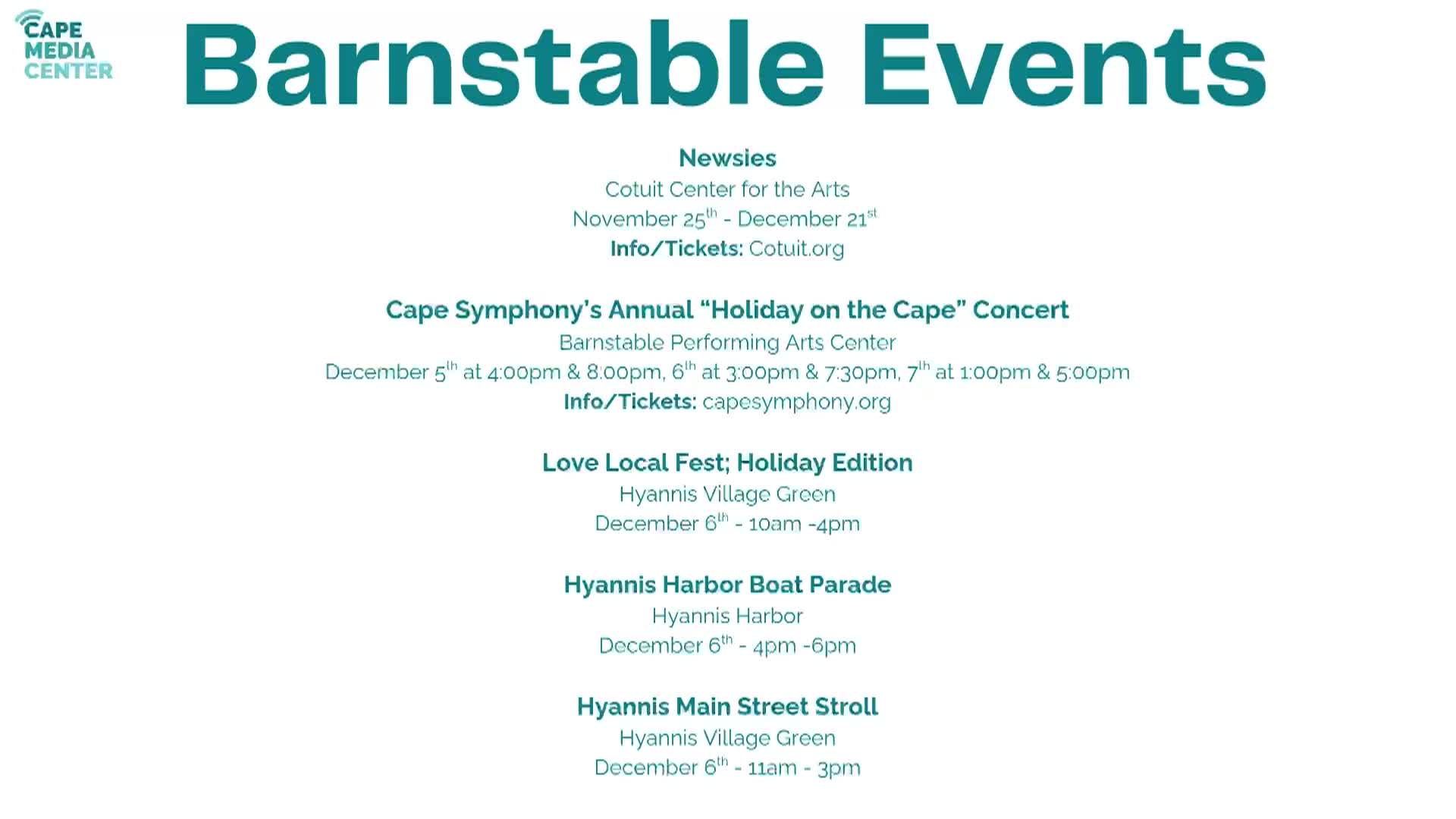 Barnstable Events 11-28