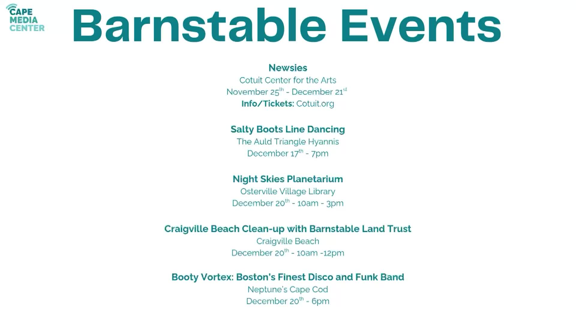 Barnstable Events 12-12