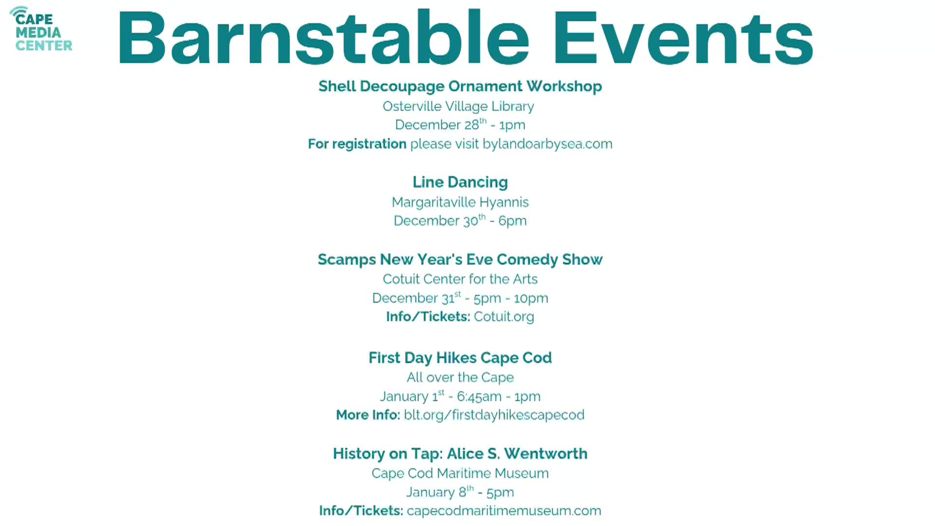 Barnstable Events 12-20