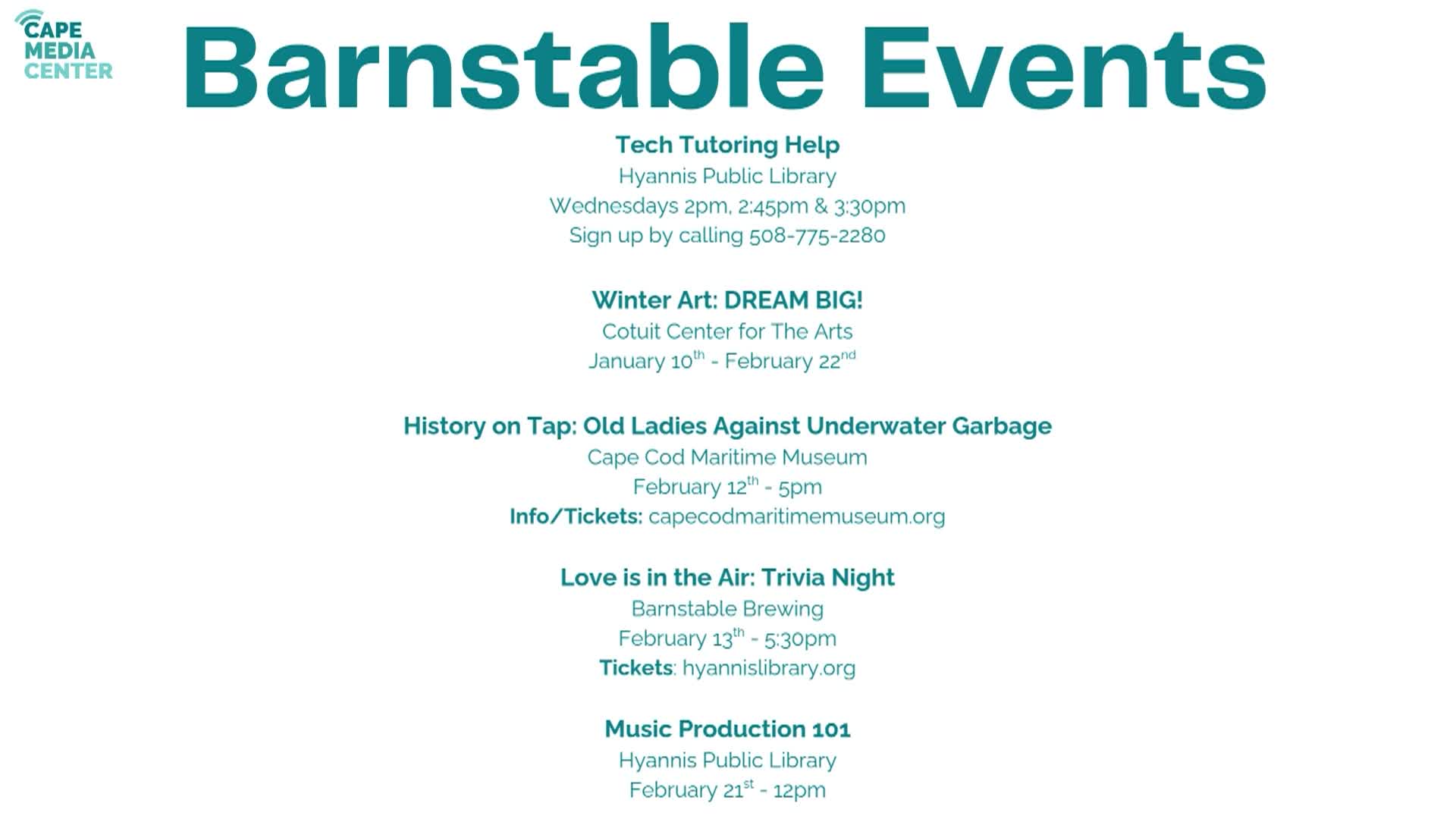 Thumbnail image for Barnstable events 2-6