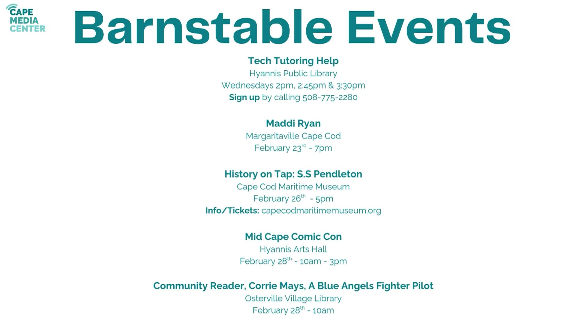 Thumbnail image for Barnstable events 2-20-26