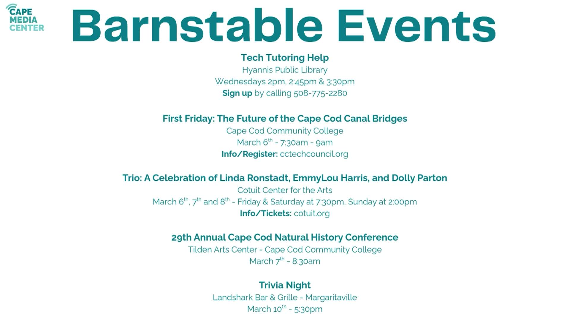 Thumbnail image for Barnstable Events 2-27-26