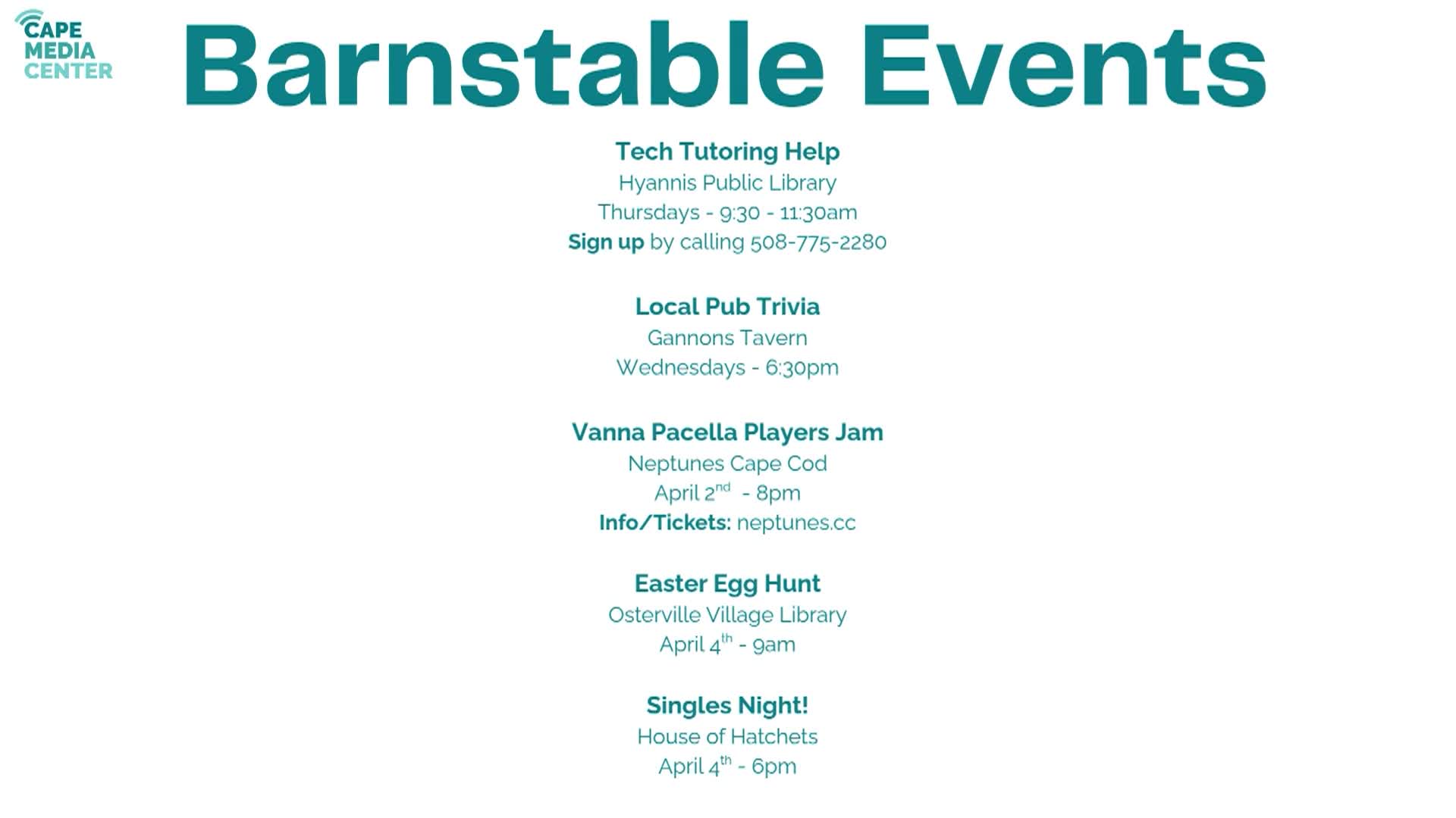 Thumbnail image for Barnstable Events 3-27