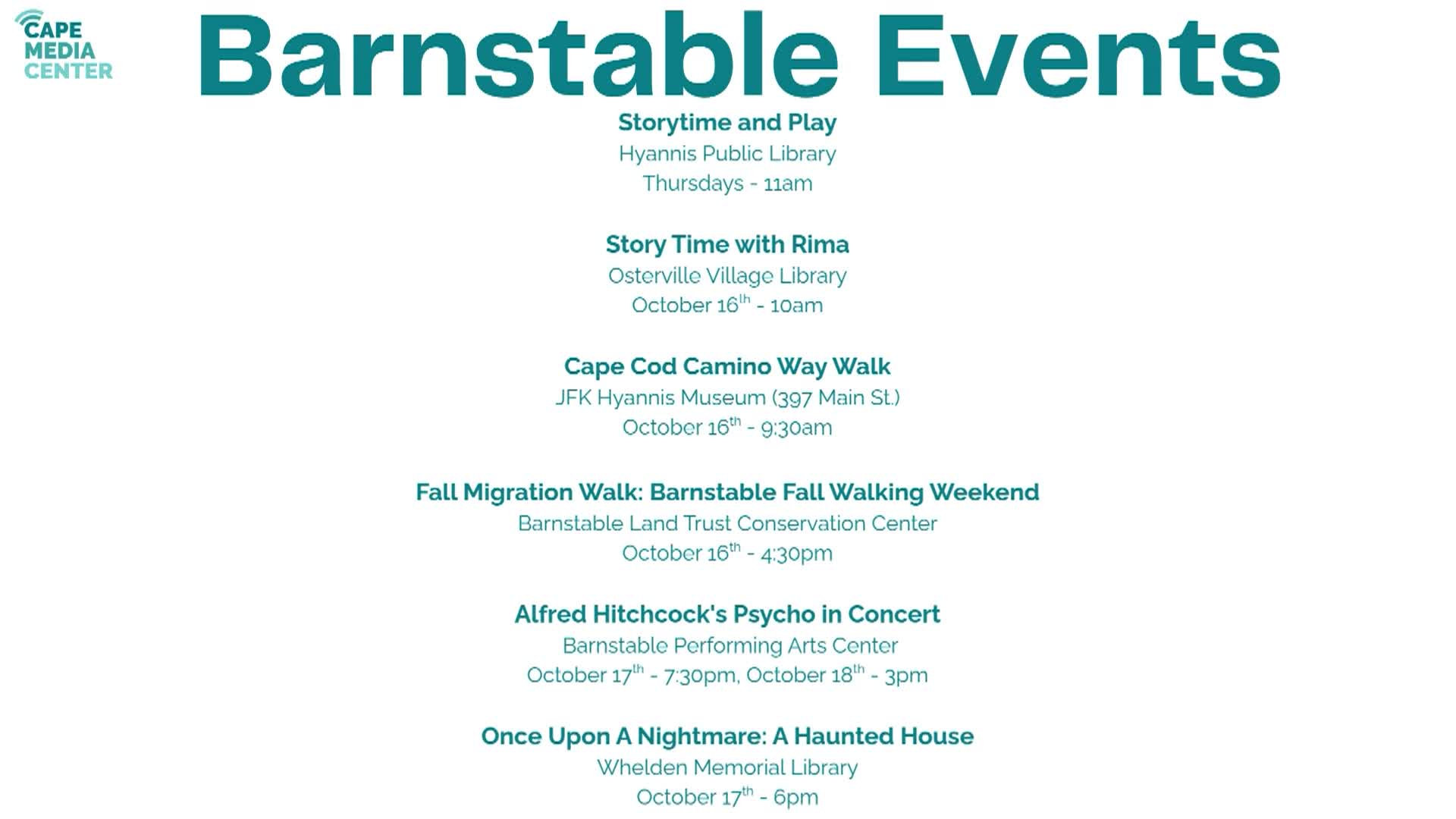 Thumbnail image for Barnstable Events 10-9