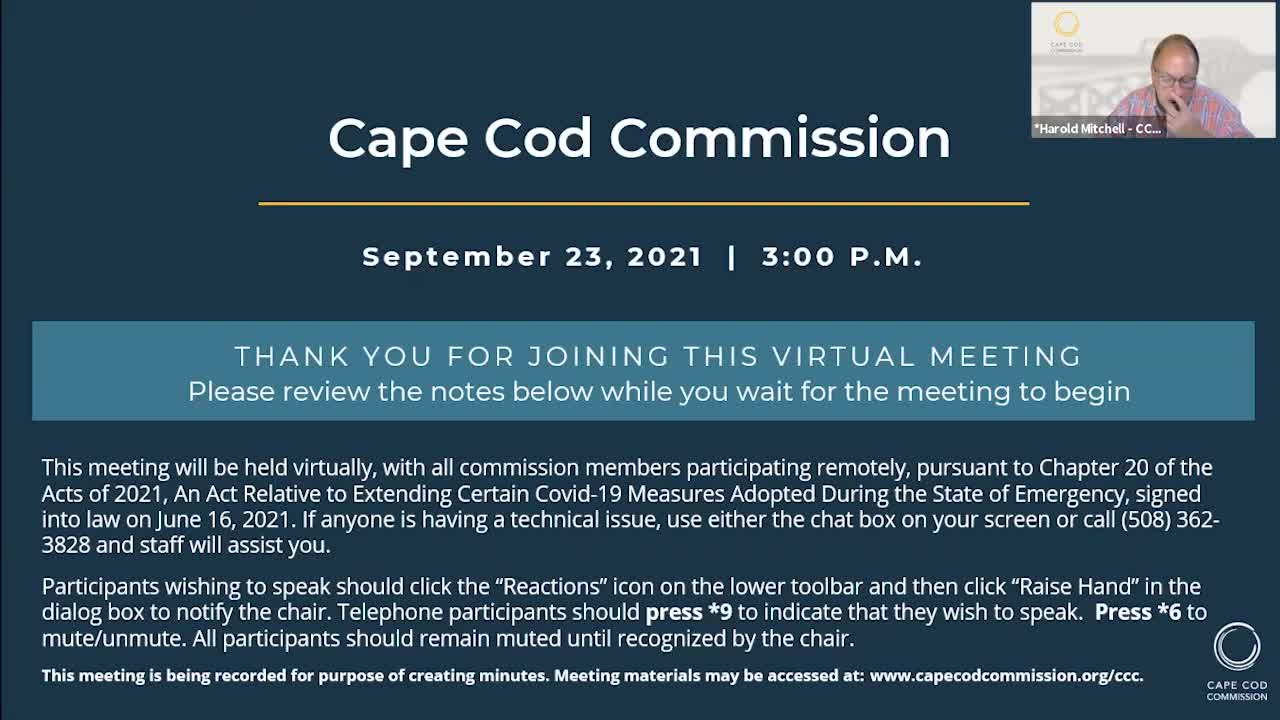 Thumbnail image for Cape Cod Commission Meeting, 09_23_2021