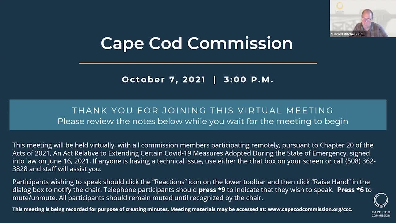 Thumbnail image for Cape Cod Commission Meeting, 10_07_2021
