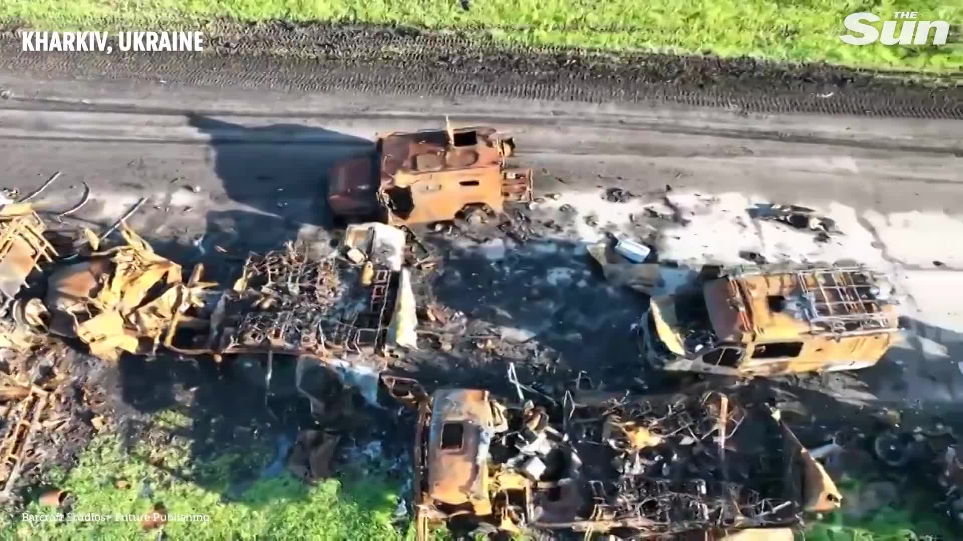 Thumbnail image for Russian column destroyed by Ukrainian forces in Kharkiv